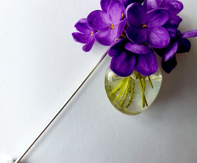 紫色のシリンガの花のユニセックス ブローチ/コサージュ/ライラックの