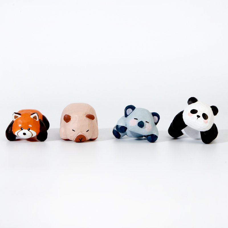 木雕小胖動物團 - 擺飾/家飾品 - 木頭 多色
