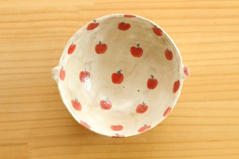 Made to order Cereal bowl with a lot of floured apples. - Bowls - Pottery Red