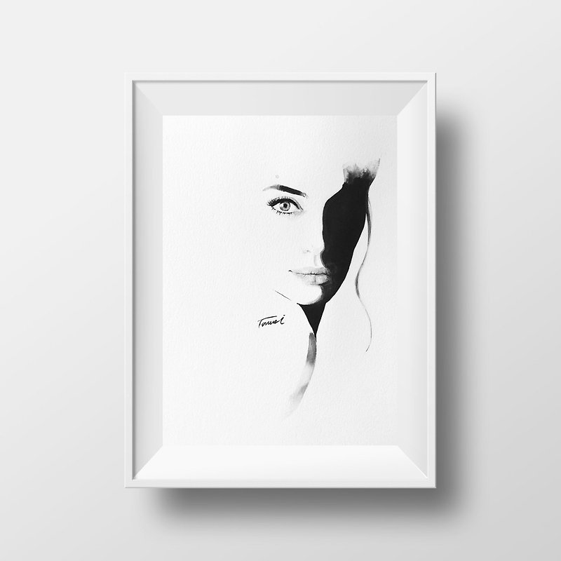 Actress Julie Watercolor/Nordic Style Pencil Sketch Watercolor/Gift Furnishings - Posters - Paper White