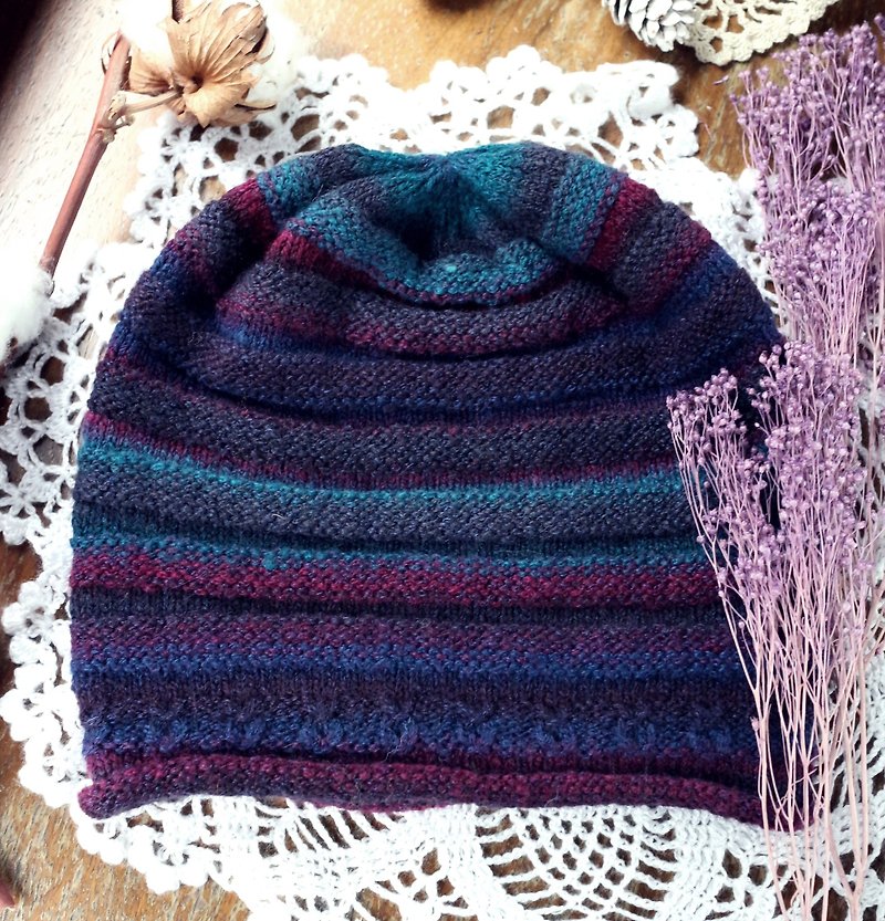 Handmade - winter berries - light texture - wool wool cap - หมวก - ขนแกะ สีม่วง