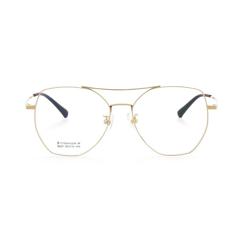 Titanium wire double-beam polygonal glasses│The first choice for face modification-fashion gold [new design] - Glasses & Frames - Precious Metals Gold