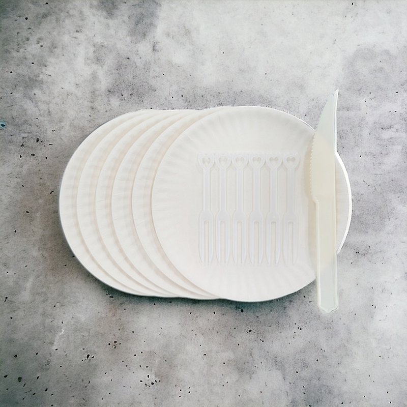 【加購】刀叉盤組(六入) - 香薰蠟燭/燭台 - 塑膠 白色