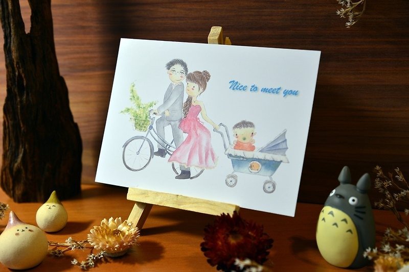 Exclusive Order - custom hand-painted watercolor births cards - postcards section (for Maggie) - การ์ด/โปสการ์ด - กระดาษ 