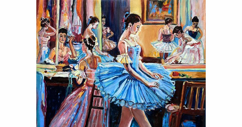 油畫原作 Ballerina Painting Original Art 油畫 Oil Painting Oil on Canvas Wall Decor - Wall Décor - Other Materials Blue