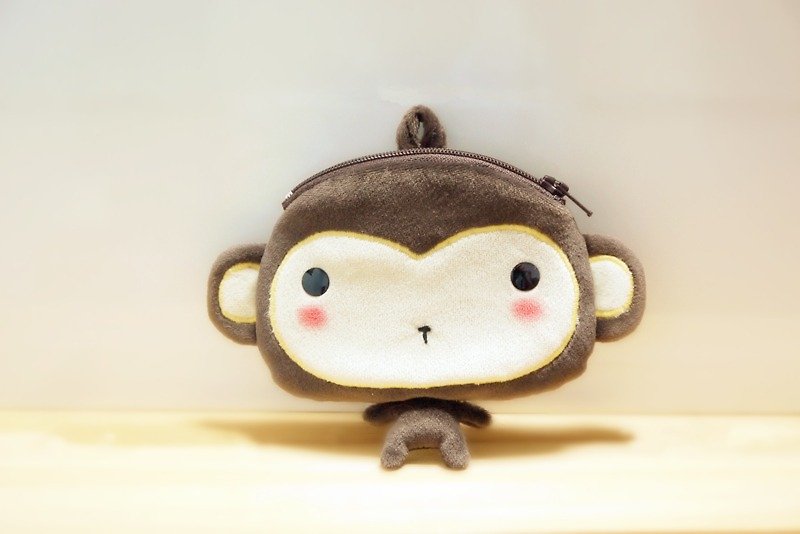 Bucute monkey ID holder wallet/youyou card holder/document holder/exclusive sale/handmade/exchange gift/coin purse - ID & Badge Holders - Polyester Brown
