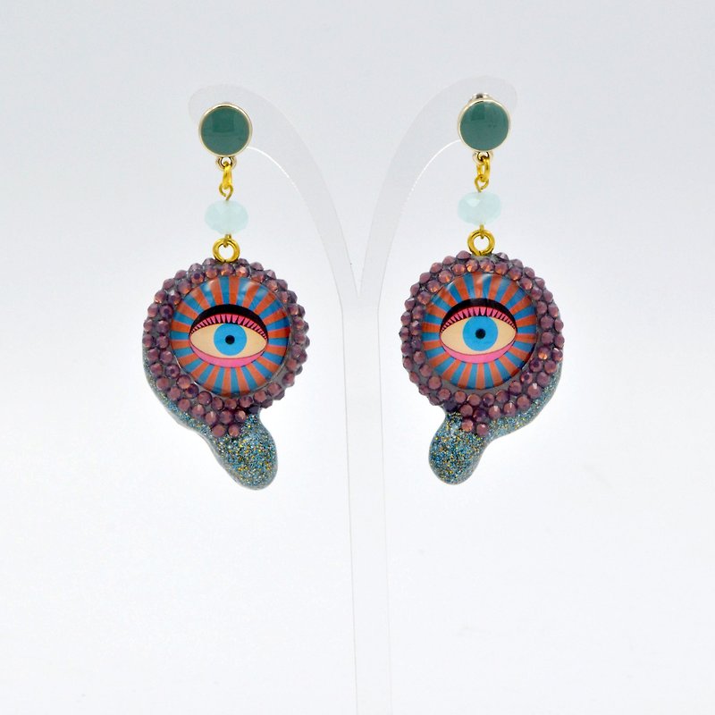TIMBEE LO Comma Eye Drop Earrings Swarovski Purple Opal Crystal SWAROVSKI CRYSTAL - Earrings & Clip-ons - Gemstone Green