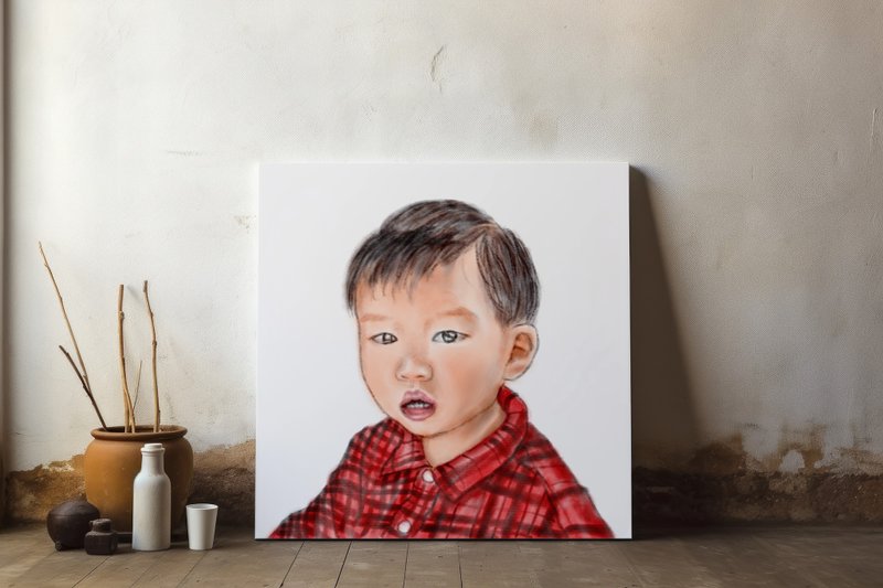 Custom Portrait on Canvas Personalised Portrait Wall Art Painting from Photo - ภาพวาดบุคคล - เส้นใยสังเคราะห์ ขาว