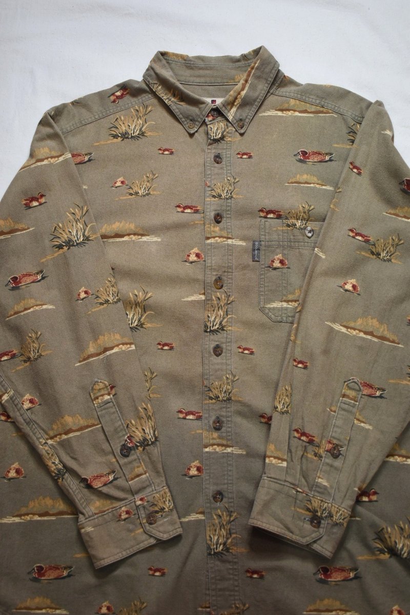 Vintage 男版動物襯衫 橄欖綠鴛鴦_WoolRich - 男襯衫/休閒襯衫 - 棉．麻 