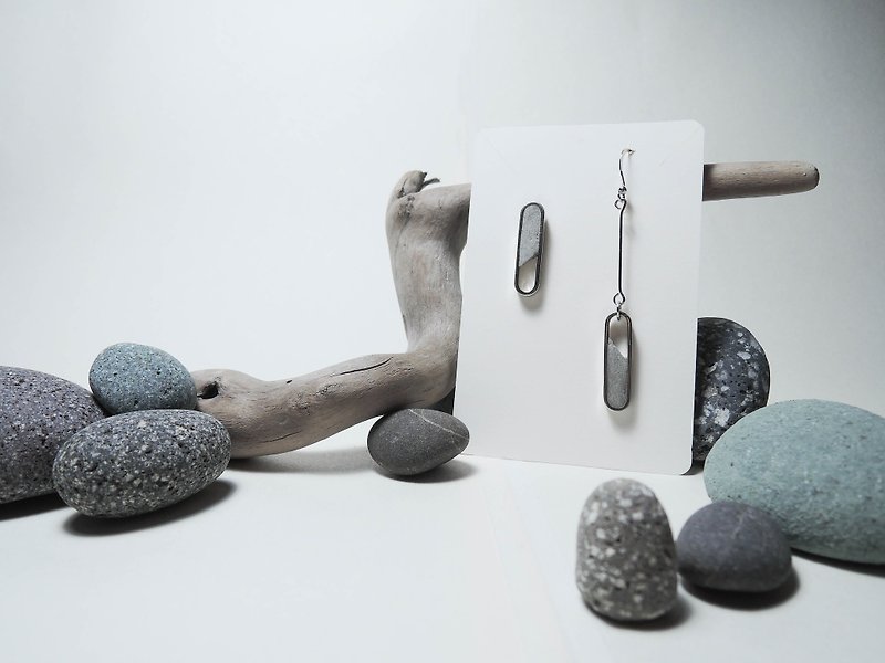 Cement handmade earrings earrings- Pinkoi - Earrings & Clip-ons - Cement Gray