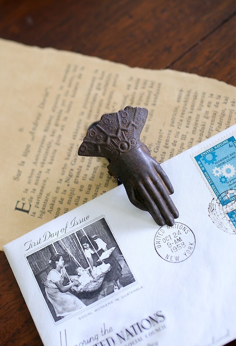 French classic antique hand clip No.2 clip - แฟ้ม - โลหะ สีนำ้ตาล