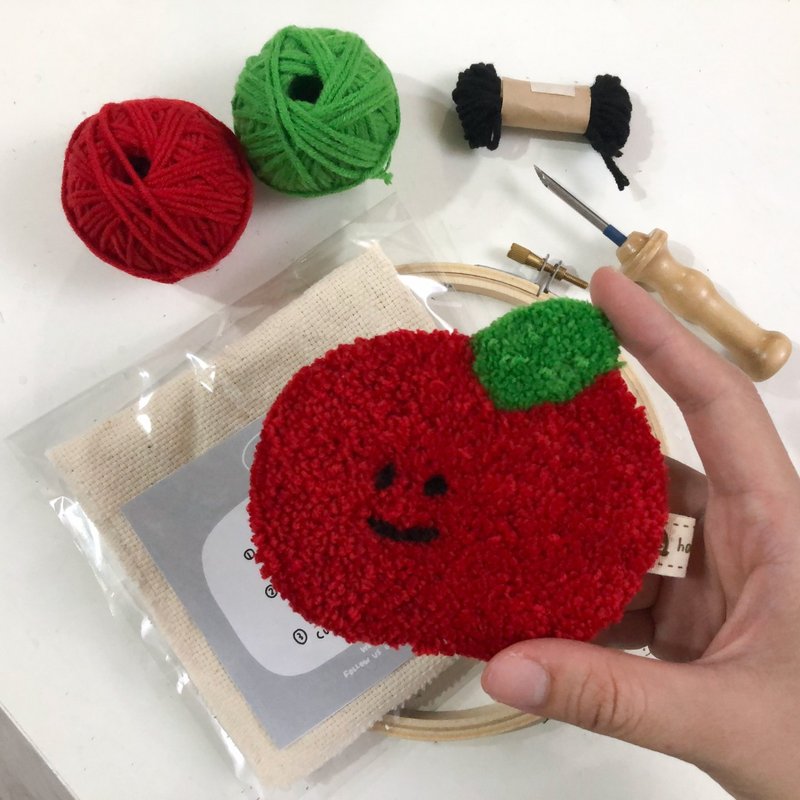 [DIY Material Pack] Russian Embroidery I Apple Coaster (including complete tools and instructional videos) - เย็บปัก/ถักทอ/ใยขนแกะ - ไฟเบอร์อื่นๆ สีแดง