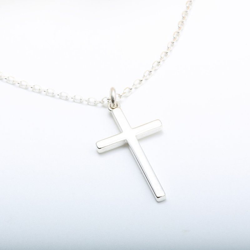 Large Cross s925 sterling silver necklace Valentine Faith God Jesus Gospel gift - สร้อยคอ - เงินแท้ สีเงิน