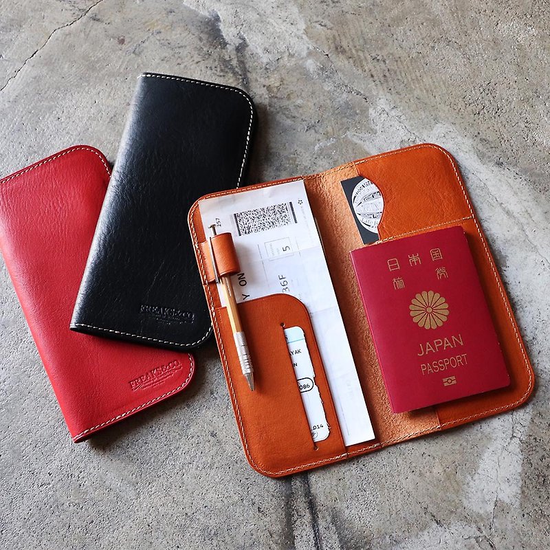 [Leather passport holder] Tochigi leather available in 3 colors - Other - Genuine Leather Red
