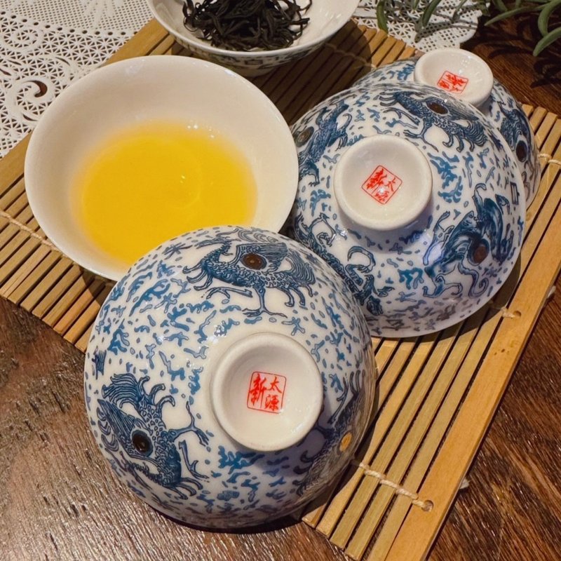 藍彩祥瑞響杯/80cc/吉祥杯/吉響杯/心想事成/財源廣進 - 茶壺/茶杯/茶具 - 瓷 藍色