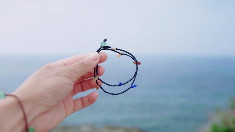 sea ​​glass bracelet - สร้อยข้อมือ - แก้ว สีน้ำเงิน