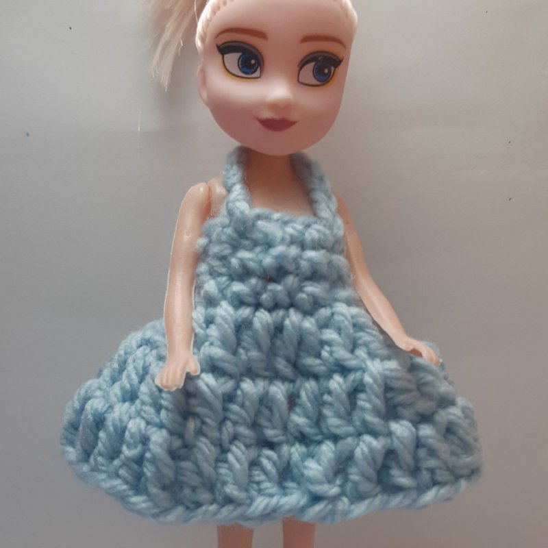 Blue Crochet Doll Dress, small, cute, suitable as a gift or collectible - 公仔模型 - 其他材質 藍色