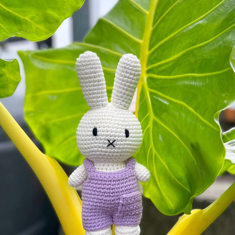 荷蘭 Just Dutch | Miffy 米飛兔 編織娃娃和她的紫羅蘭吊帶褲 - 公仔/玩偶 - 棉．麻 紫色