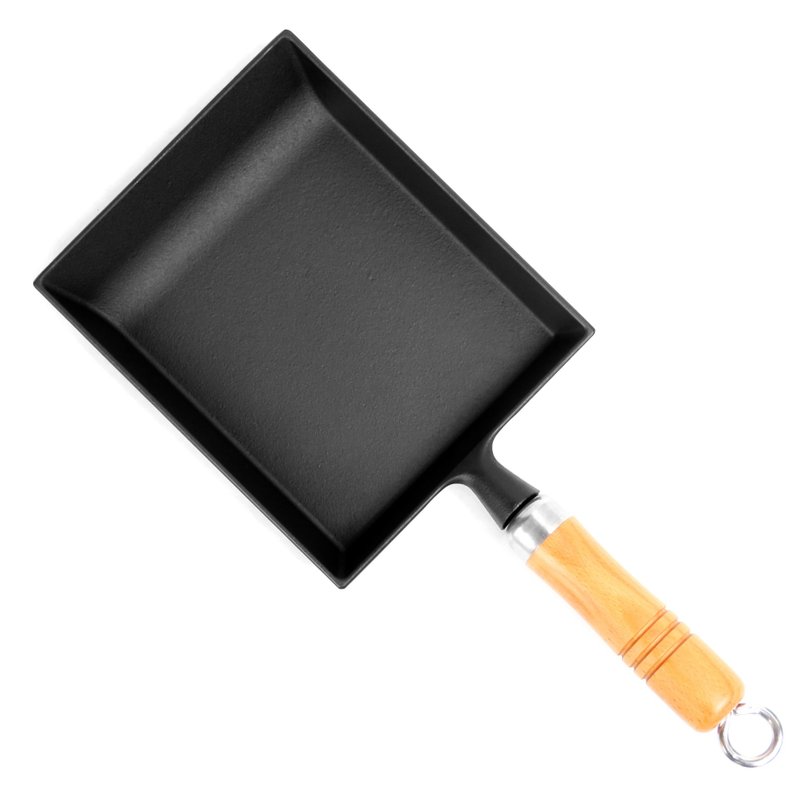 岩鑄 南部鐵器 玉子燒平底鍋 附木柄 IH對應 日本製 - 鍋子/烤盤 - 其他金屬 黑色