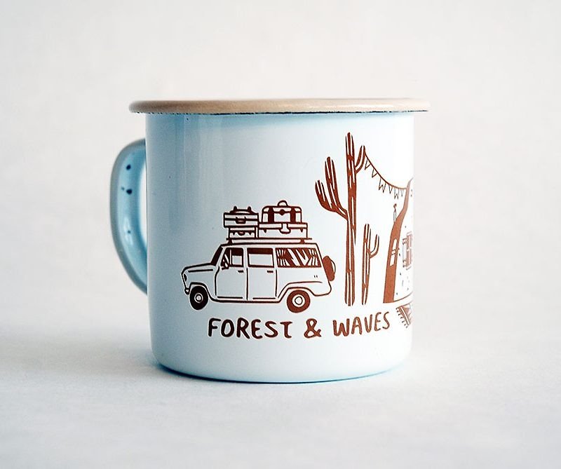 Forest & Waves enamel cup / brown - Camping Gear & Picnic Sets - Enamel White