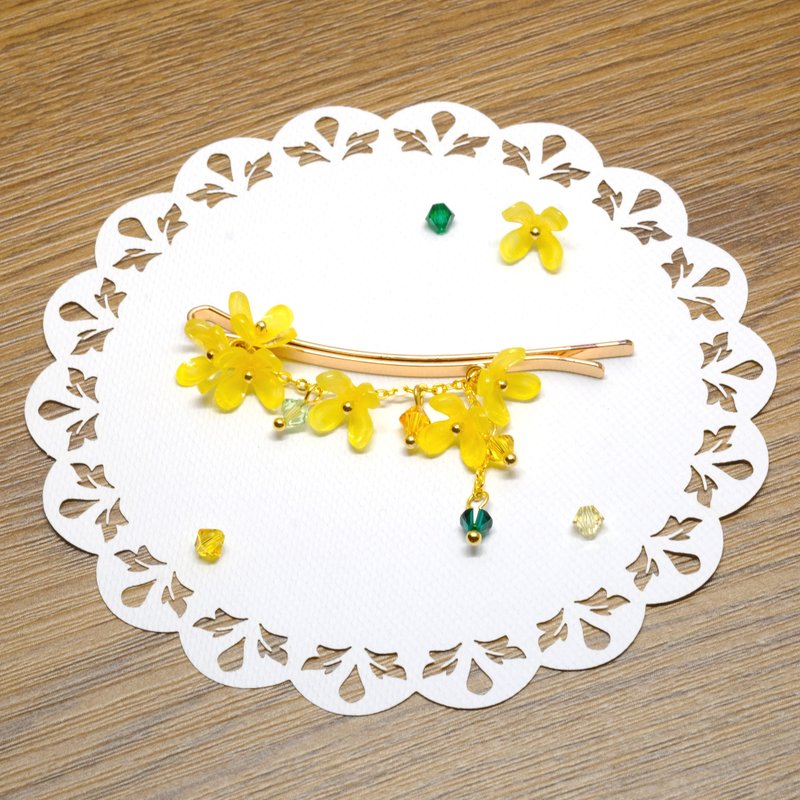 Osmanthus hairpin 【Flowers in the Moonlight】 - Hair Accessories - Plastic Yellow