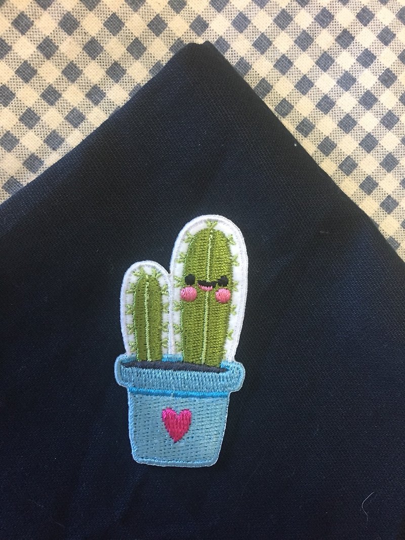 Smile thorn cactus self-adhesive embroidered cloth stickers-healing cactus series - Knitting, Embroidery, Felted Wool & Sewing - Thread 