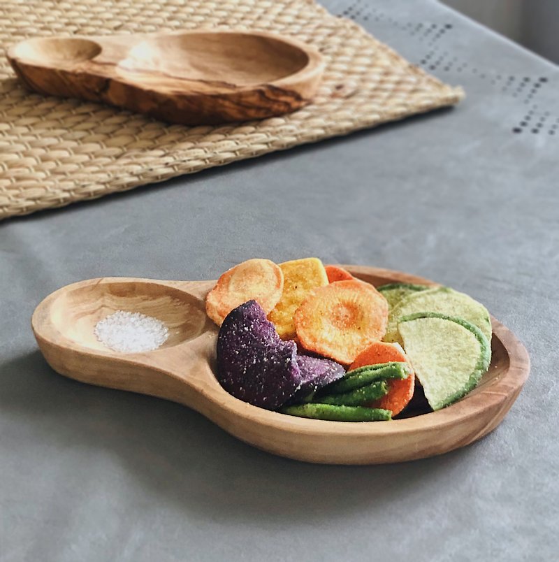 手工橄欖木魚型碟/小食盤 - 小碟/醬油碟 - 木頭 
