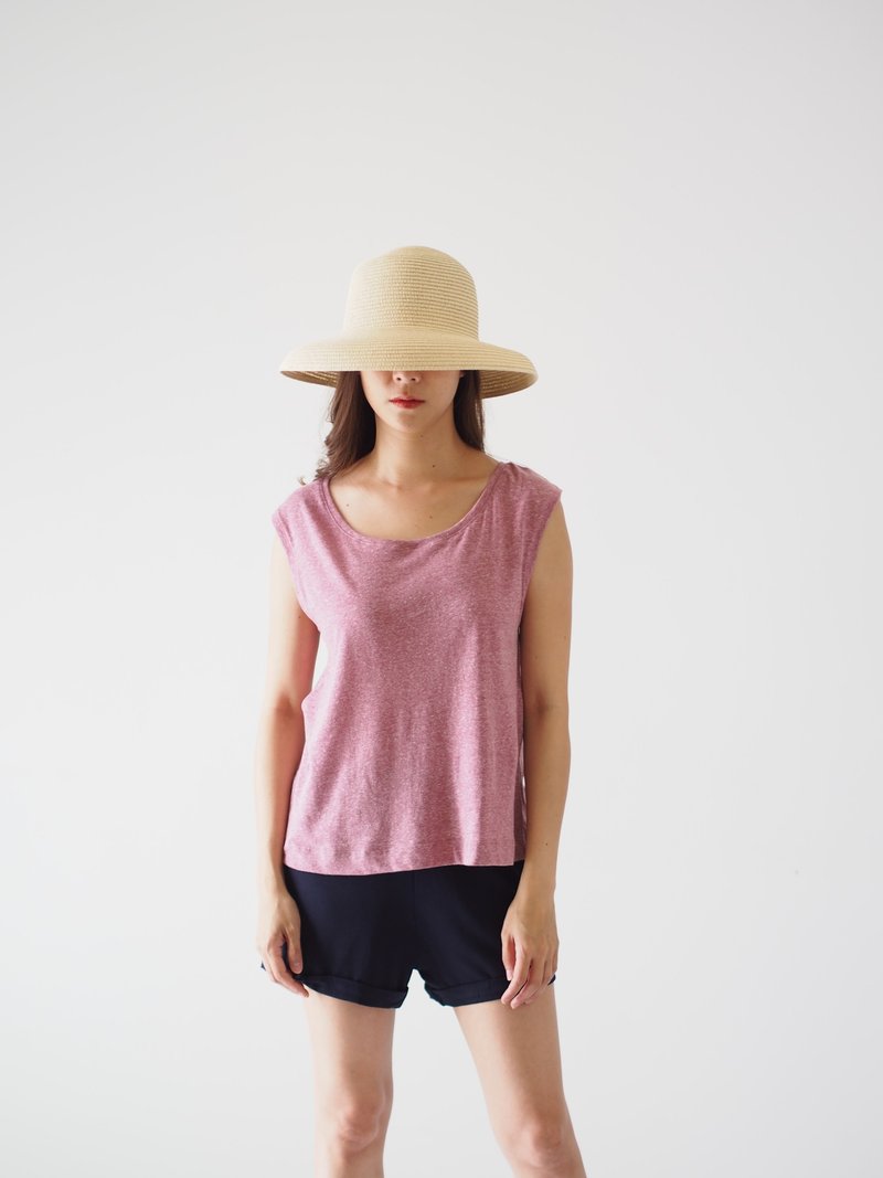 ByTheSea Scoop Neck Tee - Pink - เสื้อผู้หญิง - ผ้าฝ้าย/ผ้าลินิน สึชมพู