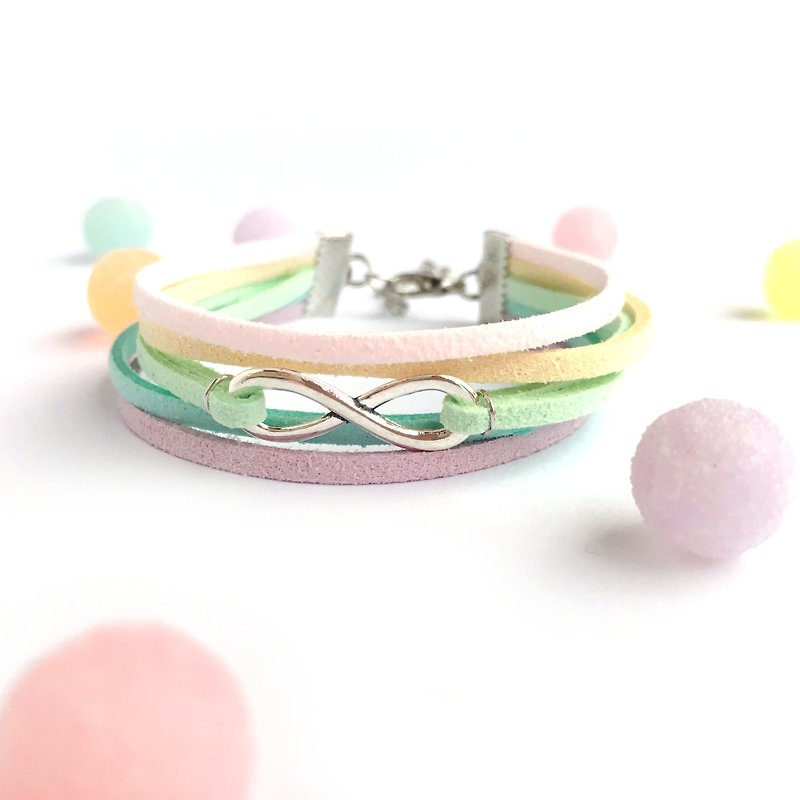 彩虹手環 系列 永恆 手工製作 簡約個性 編織手環-夢幻彩虹 - 手鍊/手鐲 - 其他材質 多色