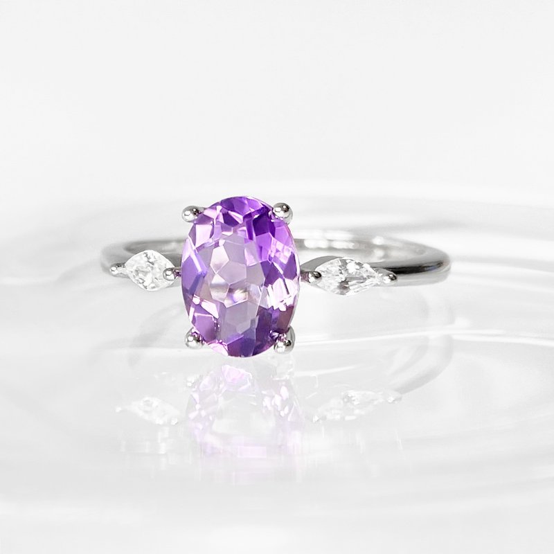 15% off for 2 pieces | Brazilian amethyst sterling silver ring (full body VS level) - แหวนทั่วไป - เงินแท้ 