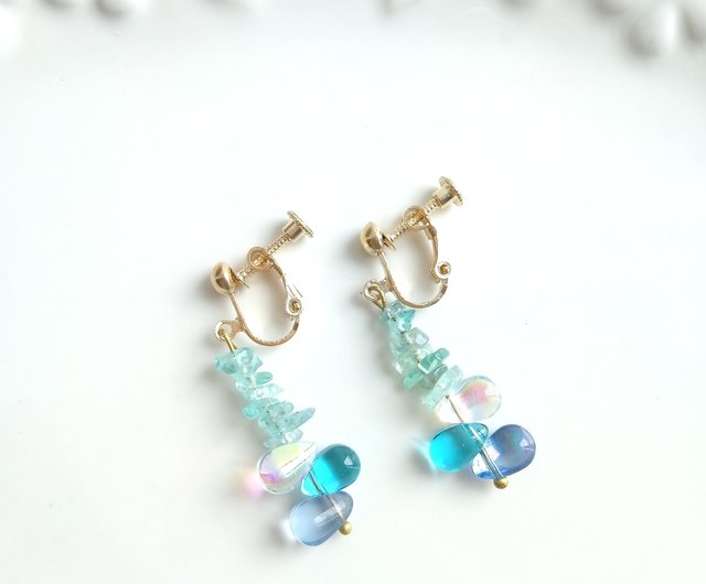 515】ドロップ ピアス ヴィトライユビーズ ガラス イヤリング ハンドメイド