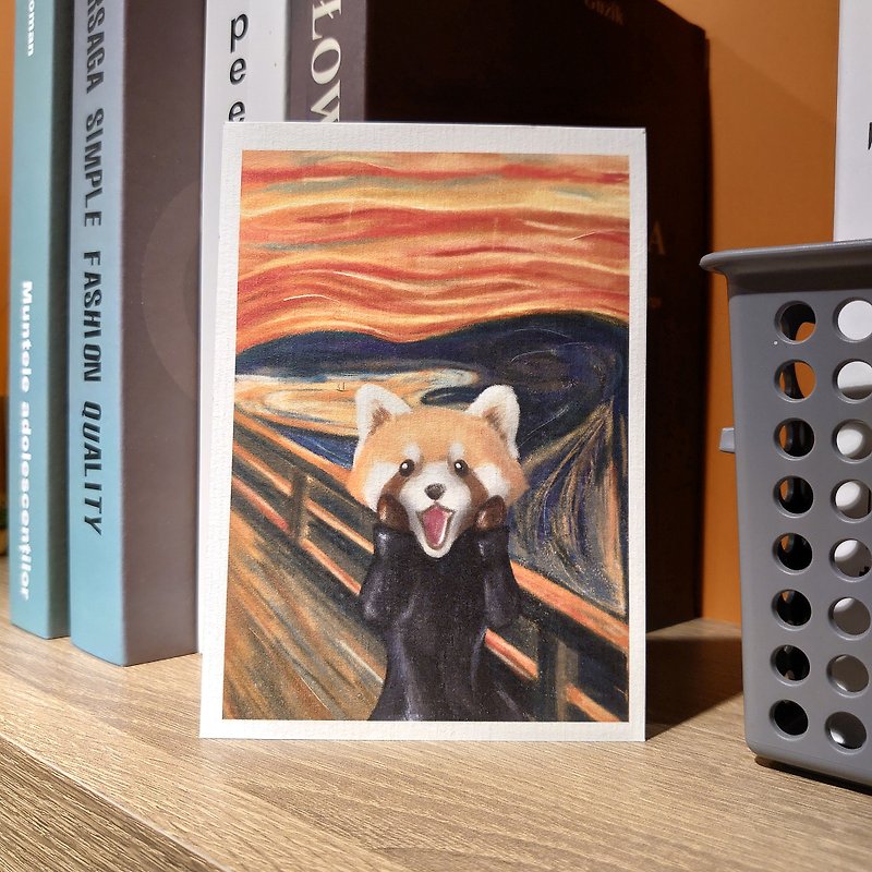 レッサーパンダ博物館|有名な絵画シリーズのスクリーム–レッサーパンダカード - カード・はがき - 紙 オレンジ