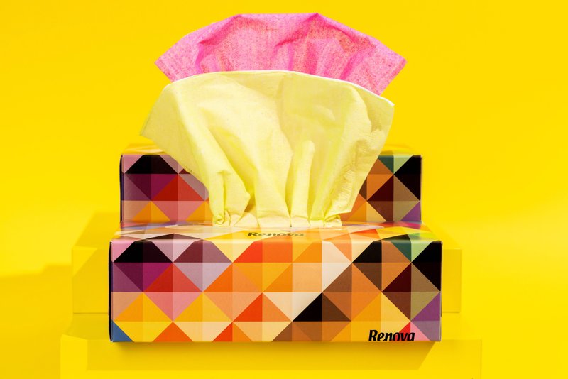 Renova removable cleaning wipes-mosaic two-color - กล่องทิชชู่ - กระดาษ หลากหลายสี