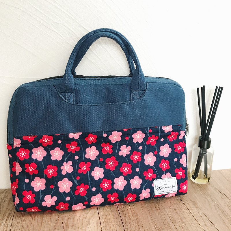 【Limited Fabric】Japanese Style Cherry Blossom - Laptop Bag (13-14 inches) / 815a.m - Laptop Bags - Cotton & Hemp 