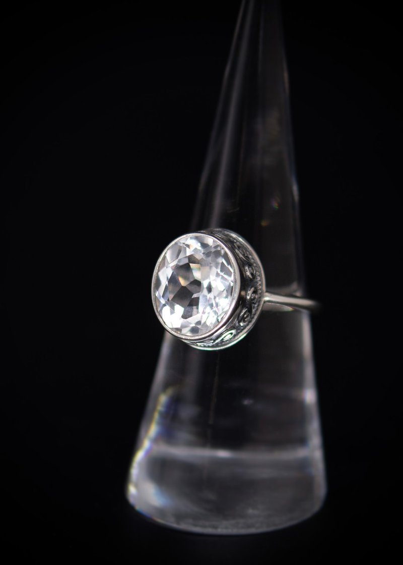 天然高品白水晶 巴釐島手工S925銀戒指 - 戒指 - 水晶 