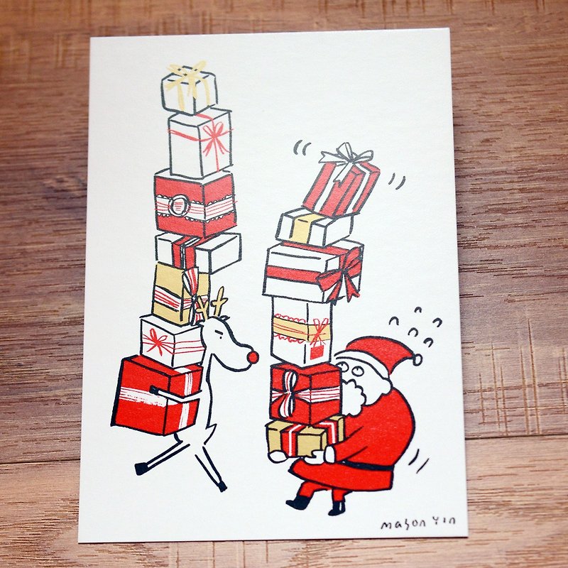 no. 12 Stocking Stuffer- A Very Miju Christmas! original design Christmas Card - Cards & Postcards - Paper Gold