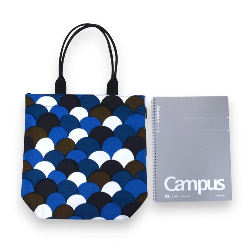京都 竖型手提袋 帆布 棉 可爱 时尚 和风图案 手提袋 wafu bag - 手提包/手提袋 - 棉．麻 藍色