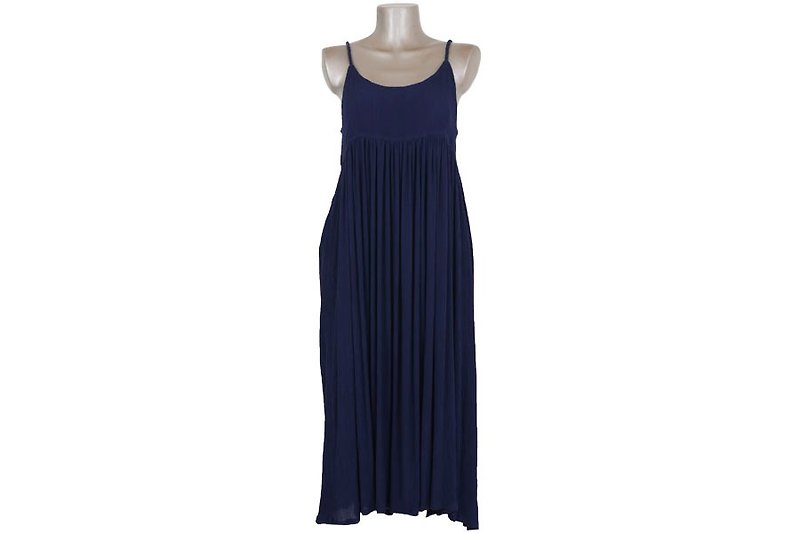 Adult refreshing dress! Island camisole dress <navy> - ชุดเดรส - วัสดุอื่นๆ สีน้ำเงิน