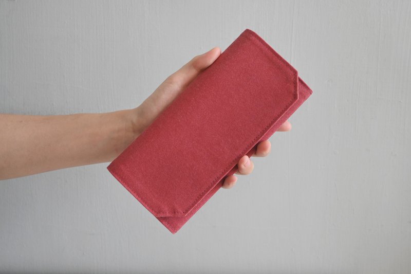 Brick red Canvas Wallet with Washable Paper, Lightweight, Eco-friendly Material - Wallets - Eco-Friendly Materials Red