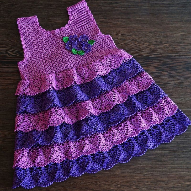 Crochet baby girl dress pattern, toddler flower summer sundress digital download - Knitting, Embroidery, Felted Wool & Sewing - Cotton & Hemp Purple