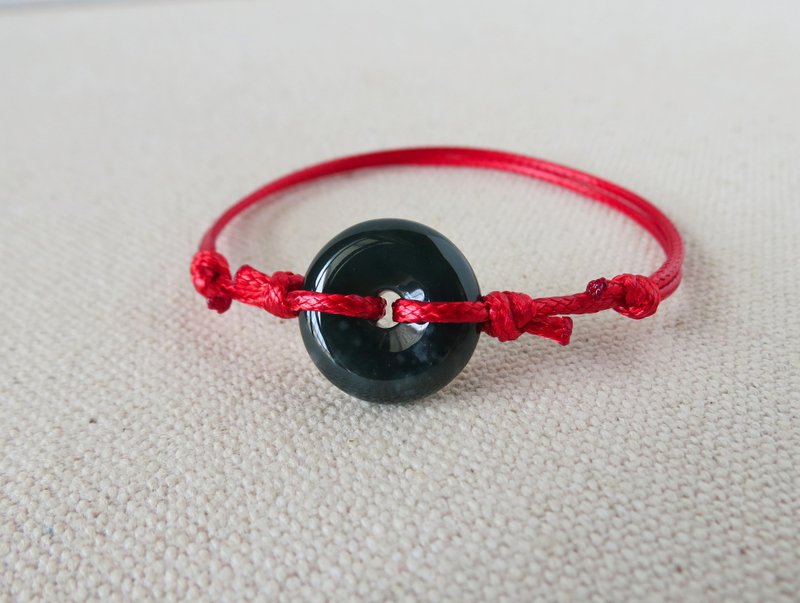 [Peace and good luck] Ping An Jade Korean Wax Thread Bracelet*AA18*Lucky and safe - สร้อยข้อมือ - เครื่องเพชรพลอย หลากหลายสี