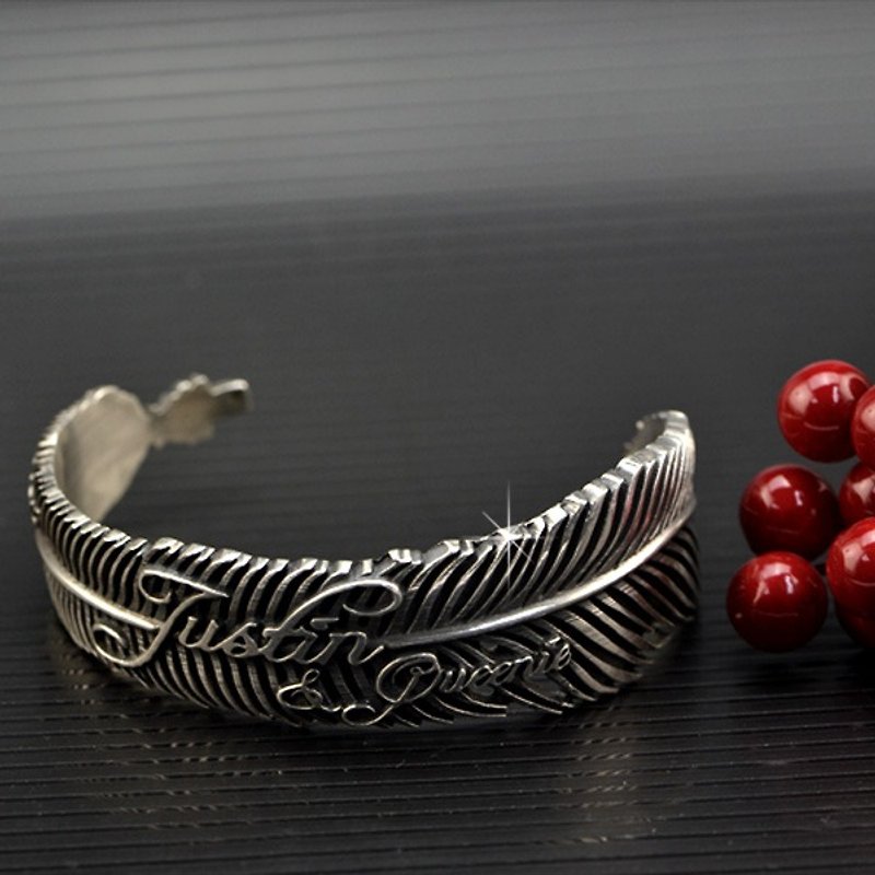 Customized .925 Sterling Silver Jewelry FEB00001-Feather Bracelet - สร้อยข้อมือ - โลหะ 