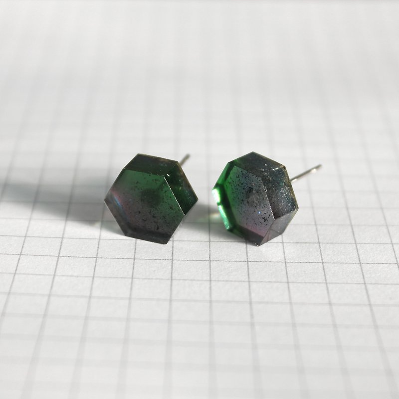 Resin Earrings / 453 / Leaf House - Single Stud - Earrings & Clip-ons - Resin Green