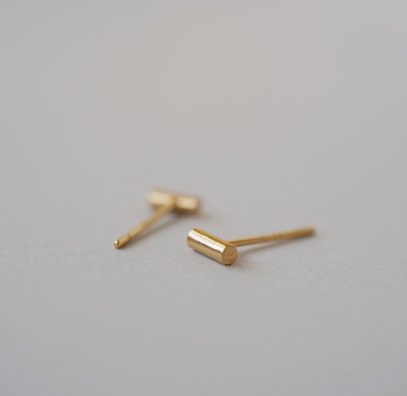 SV925 Cylinder Pierce GD - Earrings & Clip-ons - Other Metals Gold