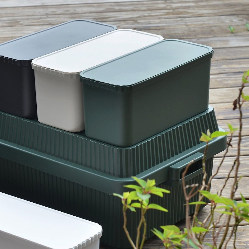 日本like-it 日製直紋耐壓收納箱用儲物分隔盒(附蓋)-6L-3入 - 收納箱/收納用品 - 塑膠 綠色