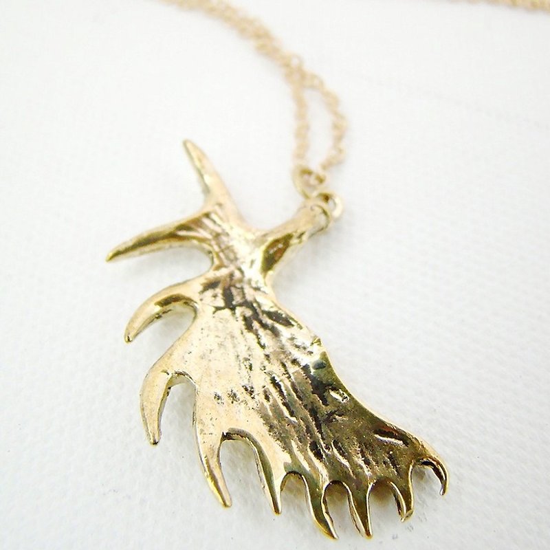 Moose horn pendant in brass ,Rocker jewelry ,Skull jewelry,Biker jewelry - 項鍊 - 其他金屬 