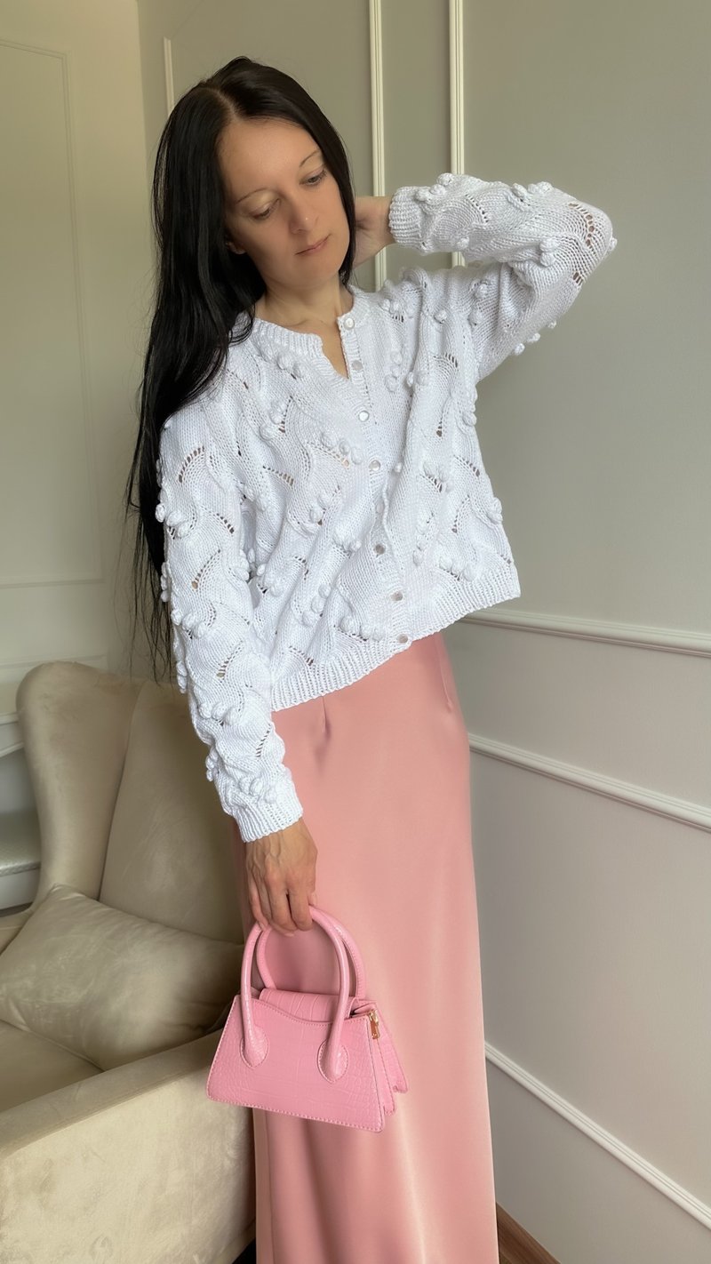 Summer cardigan Hand knit sweater jacket White cardigan in cotton - 女毛衣/針織衫 - 棉．麻 