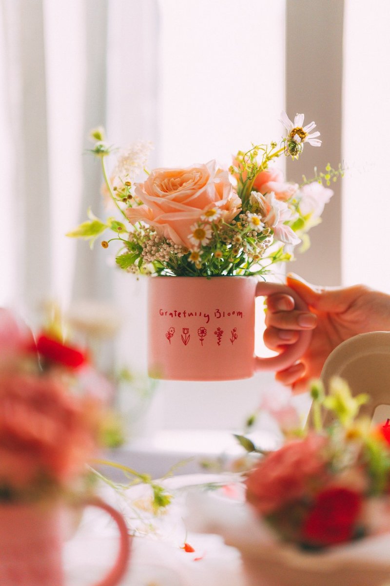 Gratefully Bloom Mug - แก้วมัค/แก้วกาแฟ - ดินเผา สึชมพู