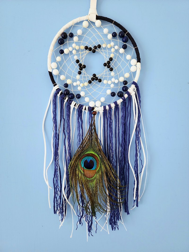 Handmade Crystal Dreamcatcher - Blue and White Waltz (16cm) Suitable for personal use as a gift - Wall Décor - Other Materials Blue
