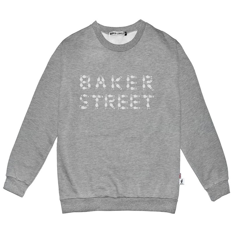 【英國Baker Street 貝克街】中性款 - 純棉厚衛衣 - 羊駝文字B款 - 女裝 上衣 - 棉．麻 灰色